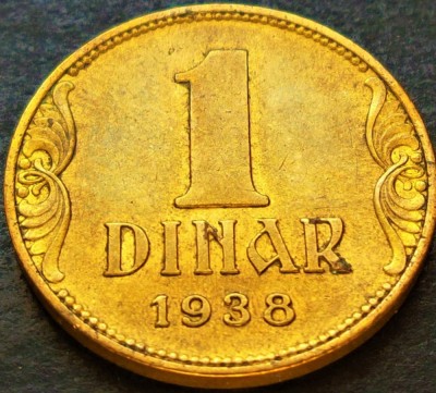 Moneda istorica 1 DINAR - YUGOSLAVIA, anul 1938 * cod 2204 foto