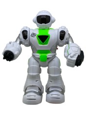 Robot de jucarie care merge, canta, lumineaza, lanseaza sageti