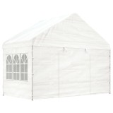 Foișor cu acoperiș, alb, 4,08x2,23x3,22 m, polietilenă