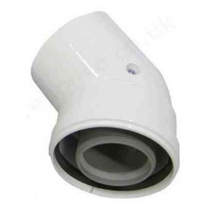 Cot admisie/evacuare gaze arse, coaxial, pentru centrale in condensare, Groppalli D=60/100 mm, 45 grade