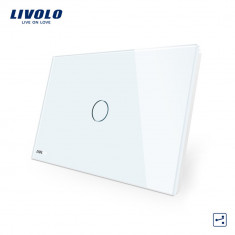 Intrerupator cap scara/cruce cu touch Livolo din sticla &amp;amp;#8211; standard italian, Alb foto