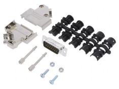 Conector D-Sub 15 PIN Tată Unghi 45&deg; Lipire Cablu Gold Flash