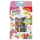 Set de creatie cu sclipici Paulinda, Magic Glitter, Cute Dino, 12 x 5 ml