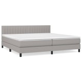 Cumpara ieftin Pat box spring cu saltea, gri deschis, 200x200 cm, textil