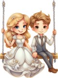 Cumpara ieftin Sticker decorativ Printul si Princess, Alb, 79 cm, 7921ST-4, Oem