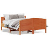 VidaXL Cadru de pat cu tăblie, maro ceruit, 120x190 cm, lemn masiv pin