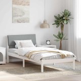 VidaXL Cadru de pat Alb și gri deschis 90 x 200 cm Lemn masiv de pin 878568