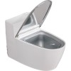 Scrumiera creativa flippy, forma de toaleta, capac argintiu, material abs si otel inoxidabil, 12.5 x 9.8 x 8.4 cm, fixare prin lipire sau de sine stat