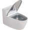 Scrumiera creativa flippy, forma de toaleta, capac argintiu, material abs si otel inoxidabil, 12.5 x 9.8 x 8.4 cm, fixare prin lipire sau de sine stat