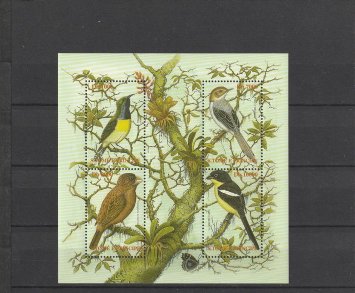 S. Tome e Principe 2002-Fauna,Pasari,bloc dantelat,MNH,Mi.1938-1941 KB