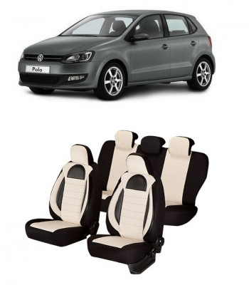 Set Huse scaune auto dedicate VW POLO 2009 - 2017 ( Insertii de piele ecologica) foto