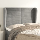 VidaXL Tăblie de pat cu aripioare gri deschis 147x23x118/128cm catifea 3118144