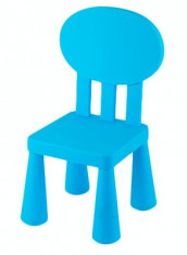 Scaun cu spatar oval pentru copii din masa plastica culoare albastra Raki foto
