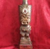DECANTOR VINTAGE STICLA DE COLECTIE PORTELAN LUCRATA MANUAL BOURBON WHISKEY JIM BEAM 1974 DECOR HAWAI 39 CM