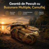 Geantă de Pescuit cu Buzunare Multiple, Camuflaj