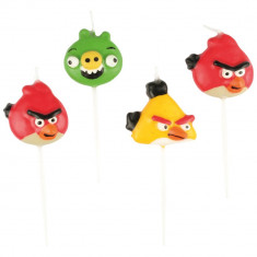 Lumanari aniversare pentru tort figurine Angry Birds, Amscan 552369, Set 4 buc foto