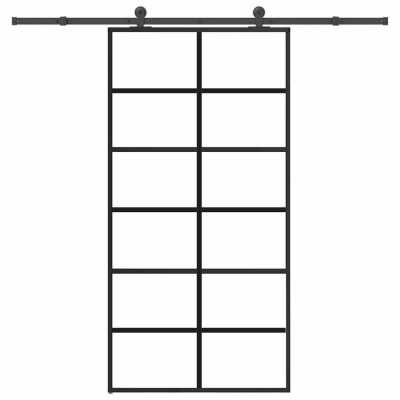 vidaXL Ușă glisantă cu set feronerie 102x205 cm ESG sticlă și aluminiu foto