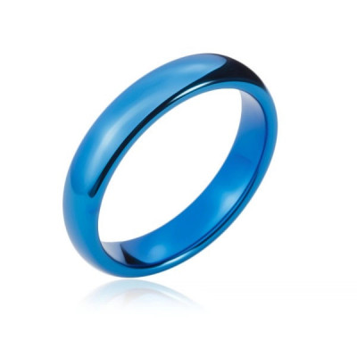 Inel din tungsten cu margini rotunjite, albastru &amp;icirc;nchis 4 mm - Marime inel: 48 foto