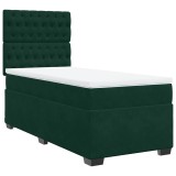 Cumpara ieftin Pat box spring cu saltea, verde inchis, 100x200 cm, catifea