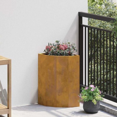 vidaXL Ghiveci de colț Ruginit 30 x 30 x 50 cm 883681 foto