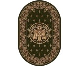 Cumpara ieftin Covor Oval Model Bisericesc Lotos 15032-310, Imprimeu cu Vultur Bicefal, Marime 150 x 230 cm, Verde, Inaltime Fir 8 mm, Antialergic, Polipropilena, Ma