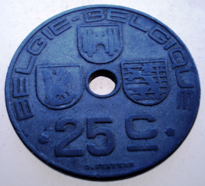 1.516 BELGIA WWII 25 CENTIMES 1945