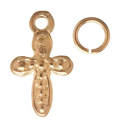 Piercing Auriu pentru Unghii - Cruce foto