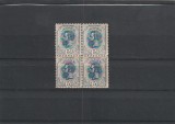 ROMANIA 1893-1908 LP 51 d SPIC DE GRAU 5 BANI BLOC DE 4 TIMBRE MNH NESTAMPILAT
