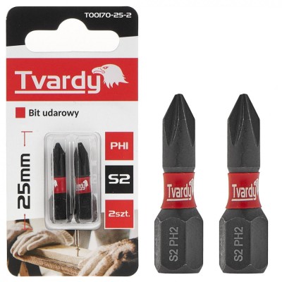 Set biti de impact PH1 S2, 25 mm, Tvardy T00170-25-2 foto
