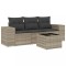 Set canapea de gradina cu perne, 4 piese, gri deschis poliratan