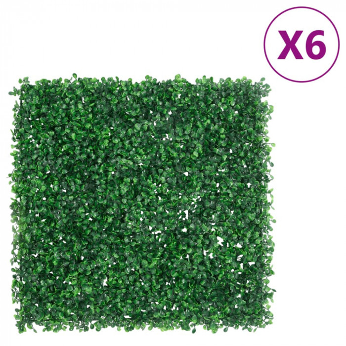 Gard din frunze de arbust artificiale,&nbsp;6 buc., verde, 50x50 cm GartenMobel Dekor