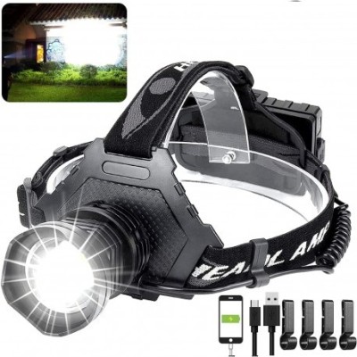 Lanterna frontala cu zoom telescopic, rezistenta la apa, Accesorii incluse foto