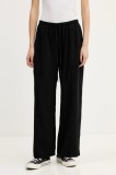 Abercrombie &amp; Fitch pantaloni din in culoarea negru, lat, high waist, KI156-5199