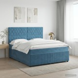Cumpara ieftin Pat boxspring cu saltea albastru 160 x 200 cm Catifea