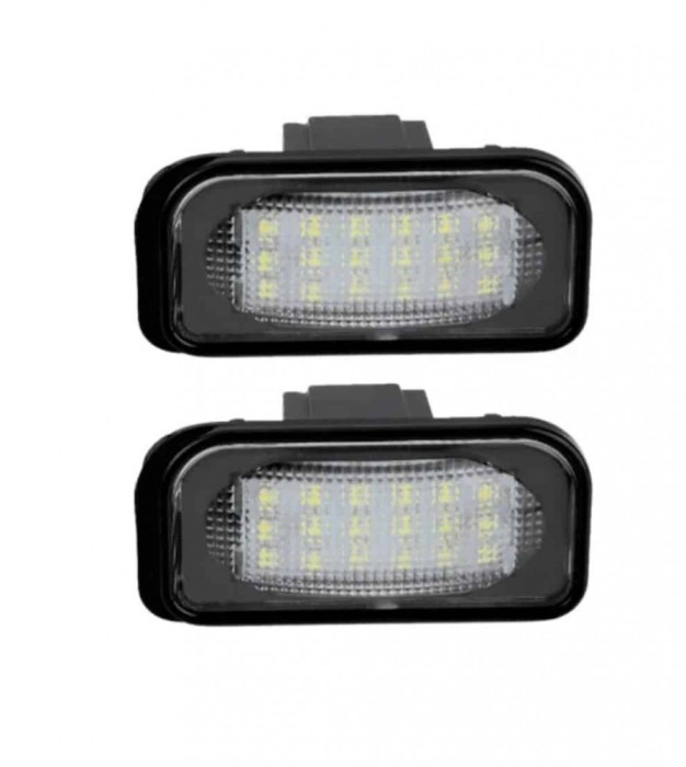 Set 2 Lampi Numar Inmatriculare LED pentru Mercedes C Class W203 4D, E Class W211, CLS Class W219 Canbus, fara eroare de bec ars AutoREY&reg;