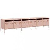 Cumpara ieftin Dulap TV, roz, 202x39x43,5 cm, otel laminat la rece