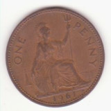 Marea Britanie 1 penny 1961, Europa, Bronz