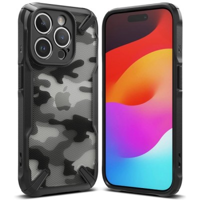 Husa pentru iPhone 15 Pro - Ringke Fusion X Design - Camo Black foto
