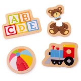 Puzzle din lemn - Jucarii (8 piese), BigJigs Toys