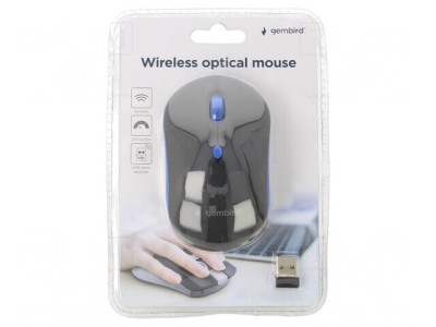 Mouse optic wireless USB A 10m 4 butoane negru/albastru foto
