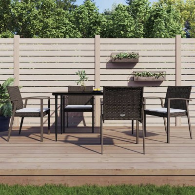 vidaXL Set mobilier de grădină cu perne, 5 piese, poliratan și oțel foto