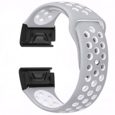 Curea ceas Smartwatch Garmin Fenix 7 / 6 / 5 Plus / 5, 22 mm iUni Silicon Sport Gri-Alb foto