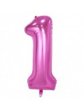 Balon Folie Cifra 1 Roz - 100 cm