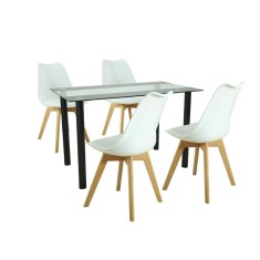 Set de masă Merlo 4+1 alb