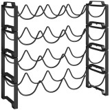 HOMCOM Suport pentru Sticle de Vin cu 4 Niveluri, 42,5x16,5x41 cm, Negru | Aosom Romania