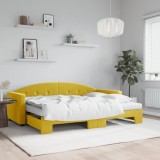 VidaXL Pat de zi cu extensie și saltea, galben, 80x200 cm, catifea