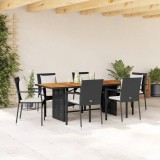 VidaXL Set mobilier de grădină cu perne, 7 piese, negru, poliratan 3213498