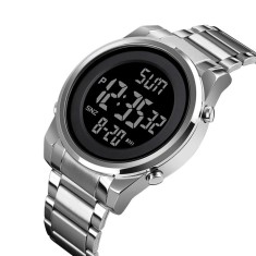 Ceas Digital Barbati SKMEI 1611 Argintiu , Afisaj LED, Functii Multiple, Design Sportiv, Cronometru, Alarma, Rezistent la Apa 3ATM