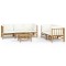 Set mobilier de gradina cu perne alb crem, 6 piese, bambus