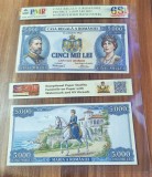 REPRODUCERE pe hartie cu filigran si fire UV proiect bancnota 5000 lei 1922